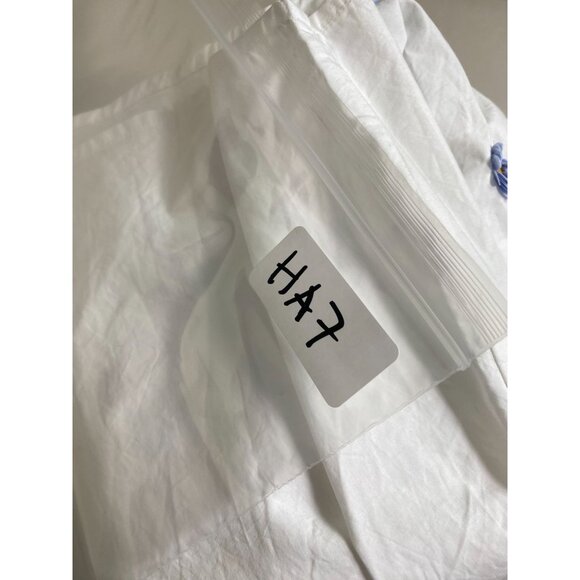 Dhruv Kapoor Anthropologie Button Up Top Women size XL White Blue 3D flower Boho - Picture 9 of 16